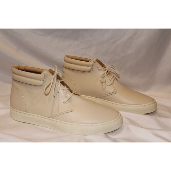 NISOLO MEN'S EVERYDAY HIGH TOP LEATHER BONE SNEAKERS SZ 9 NWOB $170 - Picture 5 of 9